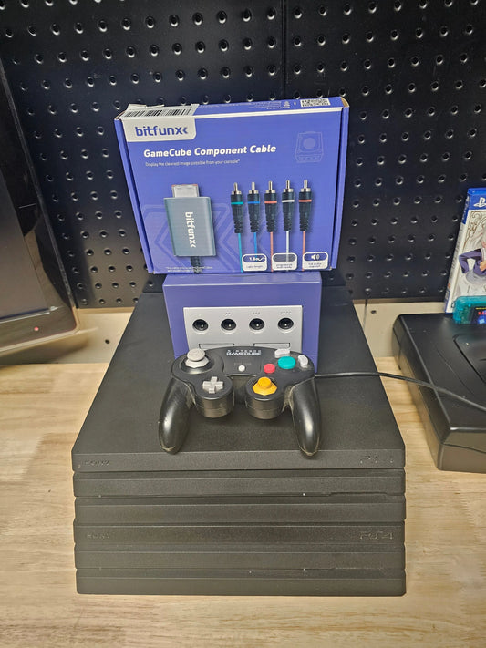 Tricked out GameCube with 256GB SD card installed